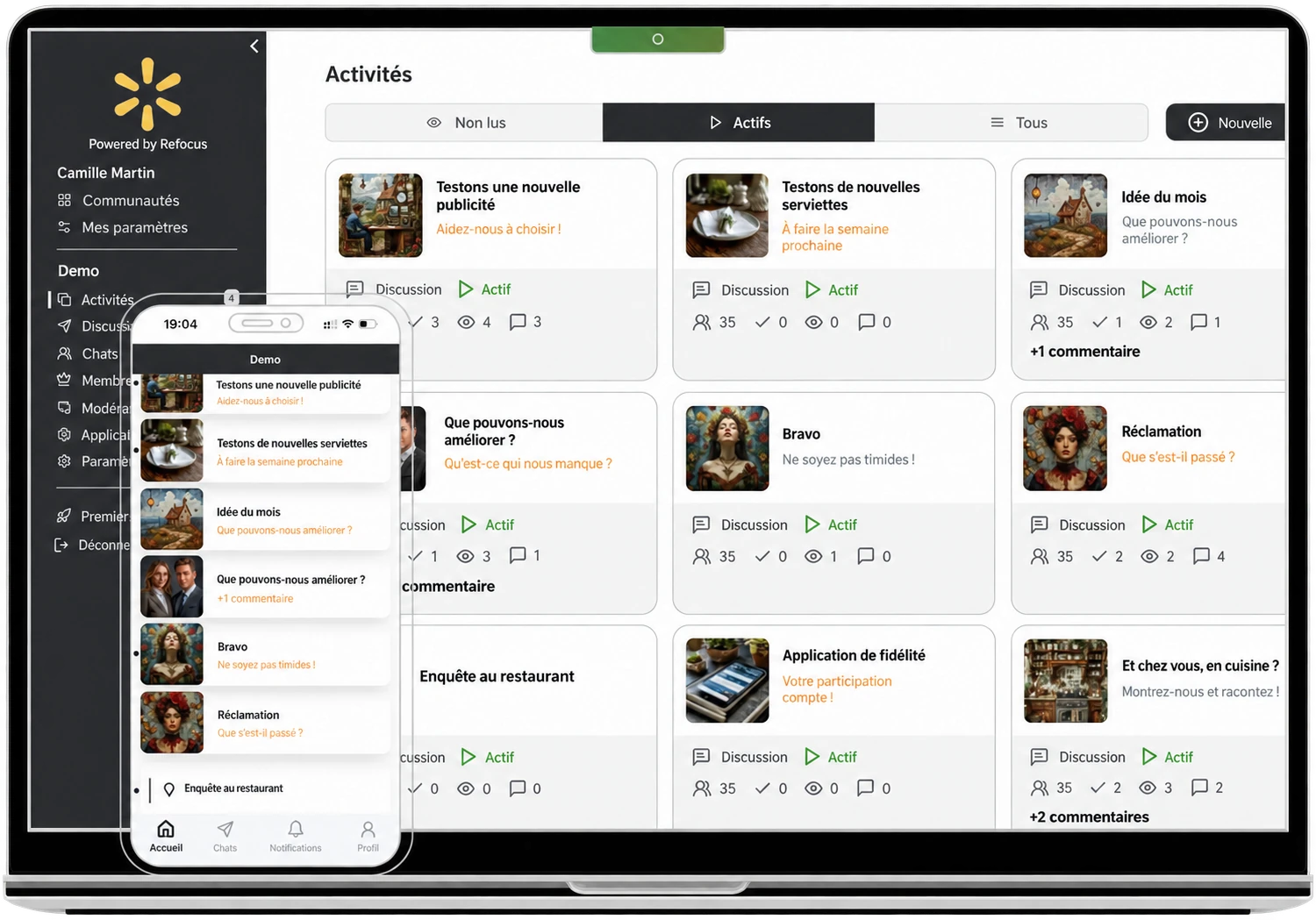 Espace de modération ReFocus et application mobile