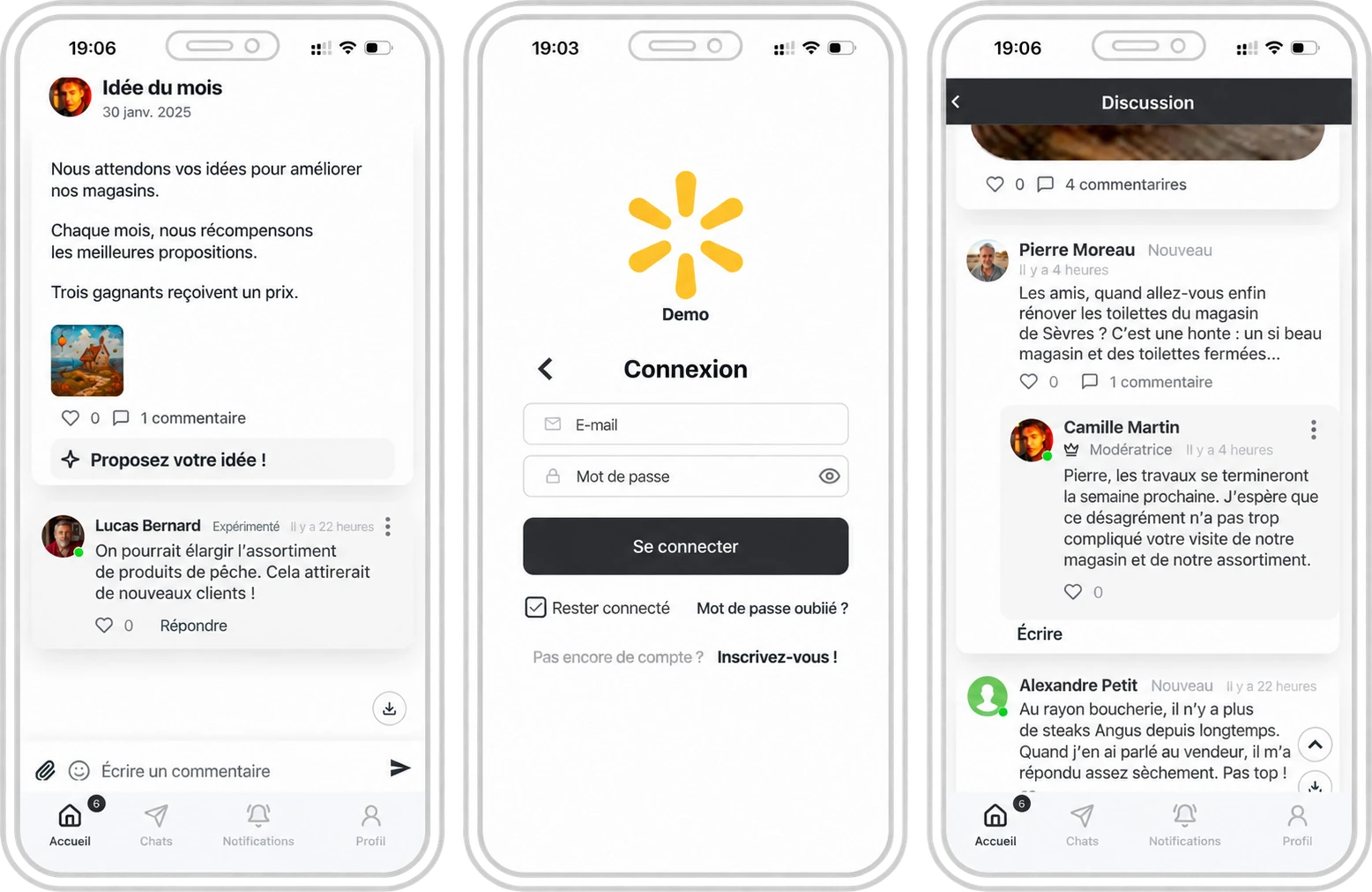 Discussion, connexion et commentaires dans la communauté