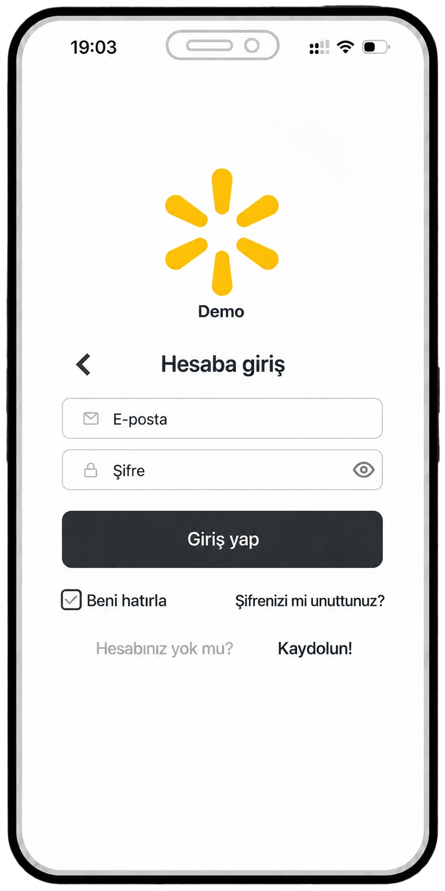Mobil uygulamada topluluğa giriş